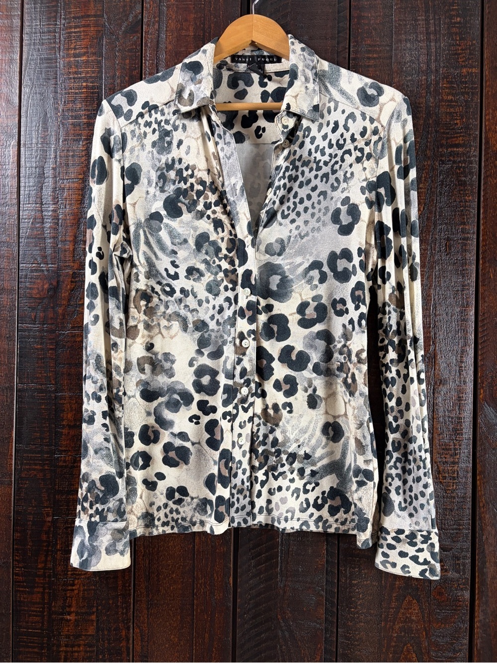 Yansi Fugel Leopard Classic Contemporary Versatile Shirt Button-Up Top XS